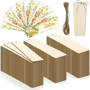 120 count  Blank Bookmarks Set Unfinished Wooden Bookmarks with 10m Rope, Hanging Blank Wooden Labels  Sign for Crafts,  Book Marker Tags for DIY Craft Decorations