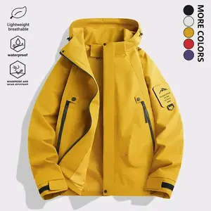 Men's Fashion Outdoor Waterproof Softshell Jacket, Casual Breathable Lightweight Windbreaker Hooded Shell Coat with Zipper Large Pockets Design, Suitable for Autumn Winter Mountaineering and Hiking Wear