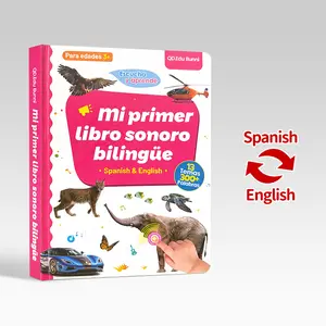 Spanish&English Bilingual Sound Book for Kids Ages 1–6, Interactive Educational Toy with 300+ Words & 13 Themes, Multilingual Language Learning Tool, Educational Toys for Kids & Gift Idea