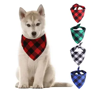 Pet Plaid Bandana with Ties, Soft Cotton, Universal Saliva Towel Accessory for Cats and Dogs