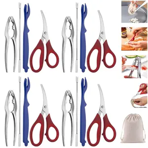 Lobster Crackers and Tools, Non-Slip Cracking Gadgets, Crab Claw Scissors Nut Cracker Tools Kit for Party Dinner Restaurant Kitchen Feast Processing Cooking Preparation