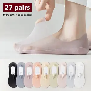 thighhighsocks  leg warmers Invisible Cotton Socks for Women - 27 Pairs, Ultra-Thin Summer Socks, Breathable & Anti-Slip, Pure Cotton,  Womenswear  summer sock solid low cut ankle sock women sooks Bridal Basic Minimalist non Slip flat loafer