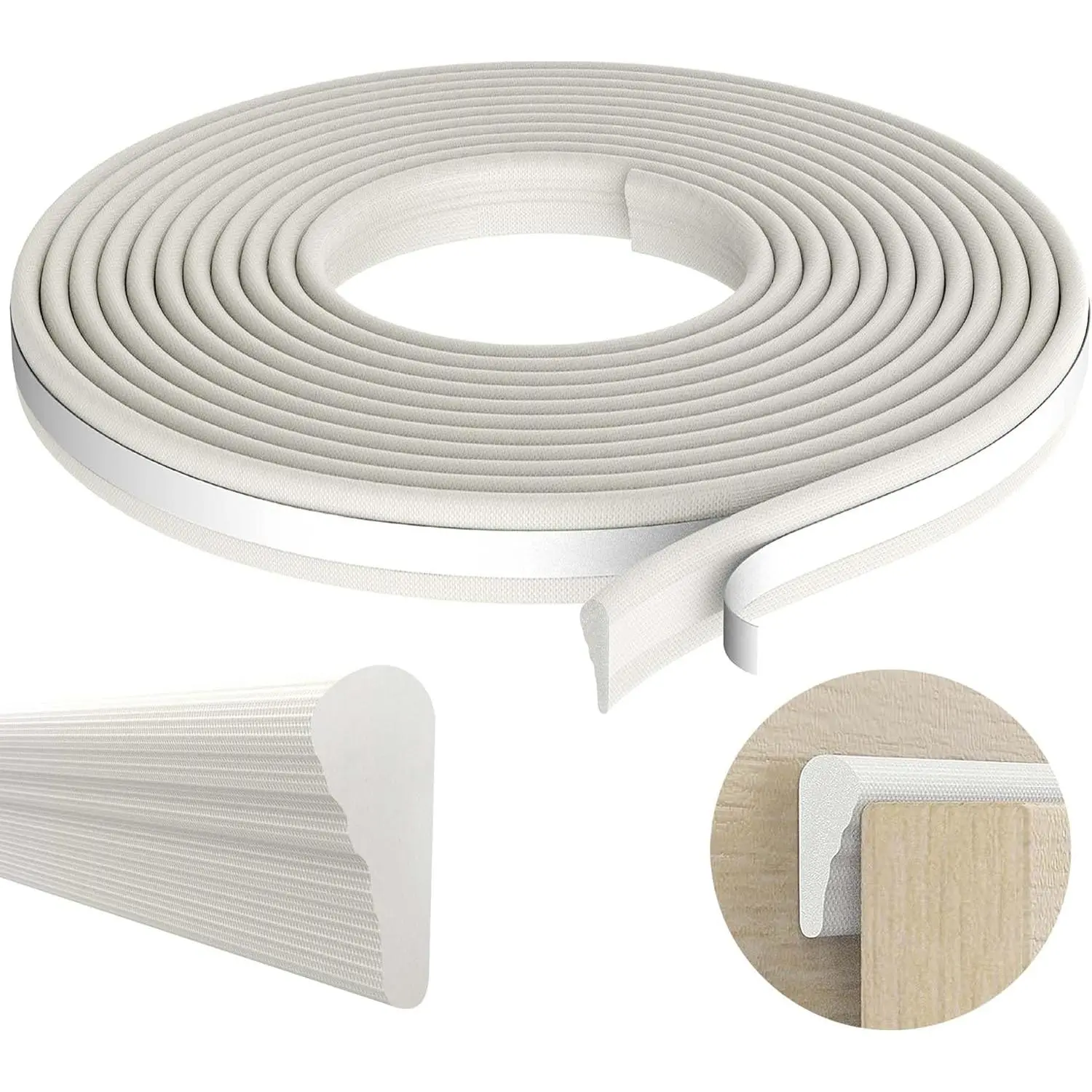 235'' Wedge Weather Stripping Seal, Self-Adhesive Window & Door Insulation Strips, Soundproof PU Foam Gap Sealer Tape for Window Doors Frame Drawer Filler (White)