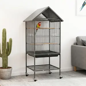 50" H Bird Cage, Outdoor Large Birdcage with Waterproof Roof,Rolling Parakeet Cage for Cockatiels, African Grey, Quaker, Parakeets, Jaulas para Pajaros