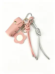 Flower Shape Mini Mirror Keychain with Tiny Bag, Fits All Bags, Daily Fashion Accessory, Compact and Portable Design, Floral Pattern Keychain
