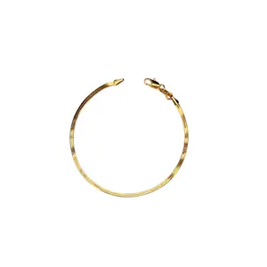 2mm Herringbone Design 18K Gold Filled Bracelet