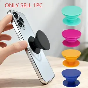 1pic Cute Macaron Solid Color Design, Soft Silicone Collapsible Expandable, Mobile Phone Grip Stand Holder for Smartphones
