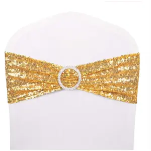 20 Chair Sashes, Sequinned Elastic Bands, Decorative Bows, Single-Sided Sequinned Trim – Decorative Sashes for Romantic Weddings, Parties and Home Use – Available in a Range of Colours