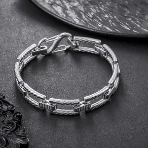 Men's summer bracelet, striped thick rectangular buckle bracelet, men's personalized wrist accessory