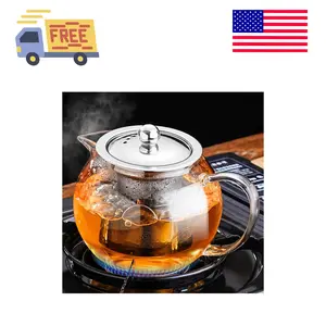 Glass Teapot Stovetop 22 OZ/650ml, Tea pot with Removable 18/8 Stainless Steel Infuser