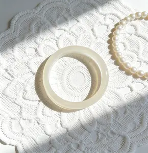 Luxury White Moonlight Ice Jade Bangle | Natural Translucent Water Foam Jade Statement Piece for Everyday Elegance