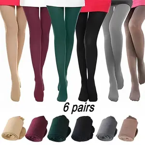 6-Pack Women's High-Waisted 80D Thermal Tights - Ultra-Stretch Winter Pantyhose in 6 Solid Colors