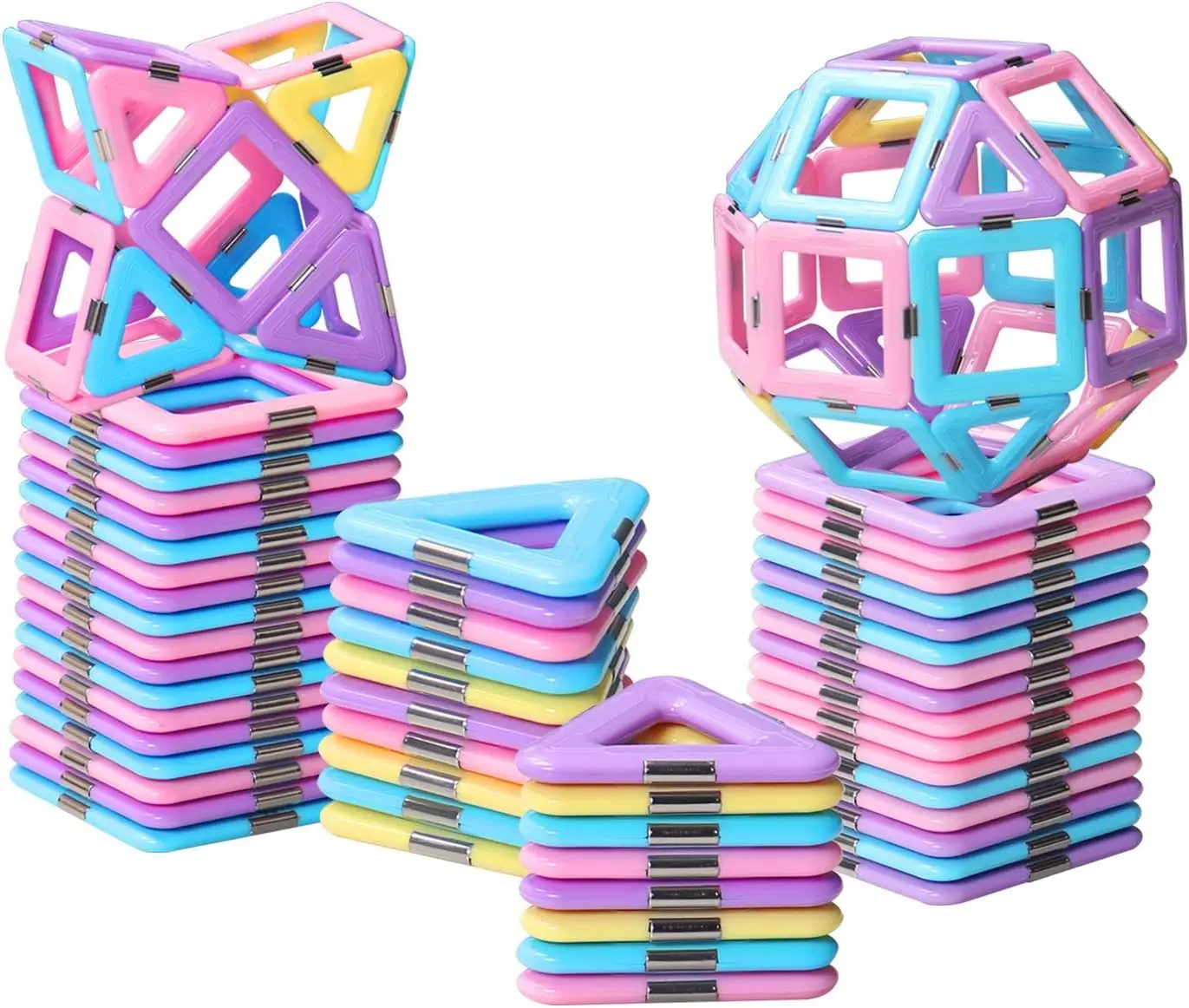 Magnetic Tiles Toys for 3 4 5 6 7 8+ Year Old Girls Boys Toddlers | Magnetic Blocks Building Macaron Castle Set for STEM Creativity Educational Toys for Kids Age 3-6 Christmas Birthday Gifts
