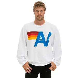 LOGO STITCH RELAXED CREW SWEATSHIRT - WHITE