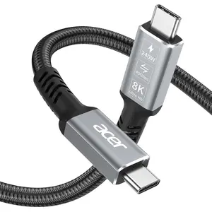 Acer USB4 Cable 40Gbps, 8K@60Hz Thunderbolt 4/3 Cable, 240W Fast Charging Braided High Speed USB-C Video Cord Compatible with MacBook, SSD, Docking, iPhone 16 and More