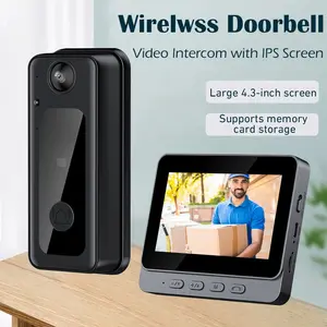 Smart Video Doorbell Camera Intercom 4.3 Inch HD Display - Wireless Outdoor Security Camera with Night Vision, Two-Way Audio, Motion Detection, Easy Install & Long Battery Life, Weatherproof Modern Home Security System