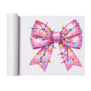 Pink Bow With Christmas Lights-Direct Print Film Transfer - High-Quality Print Transfer