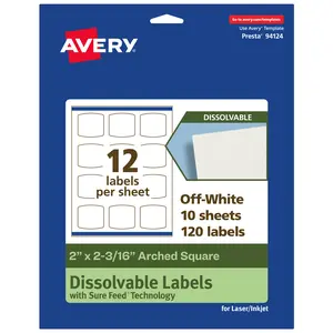 Avery Dissolvable Labels, 2" x 2-3/16" Arched Square