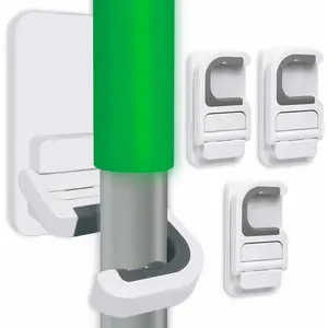 3pack Wall Mount No Drill Broom and Mop Holder Gripper Hanger Household Cleaning Organizer Holds up to 6 lb