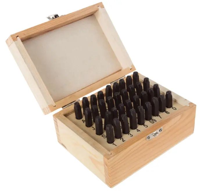 75-ST6040 Letter and Number Steel Punch Stamp Set, 36 Piece Stamping Punch and Die Wood Storage Case By (For Metal Keys Crafts Leather and More)
