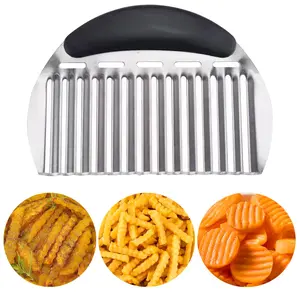 Stainless Steel Wavy Vegetable Cutter, French Fry Cutter, Non-slip Grip Design Vegetable Slicer, Kitchen Utensils & Gadgets for Home Restaurant Picnic