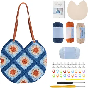Crochet Kit for Advanced or Intermediate Beginner, Step by Step Video Tutorial and Detailed Guide Instruction DIY Craft Supplies for Adult and  with Complete Kit for Granny Square Tote Bag
