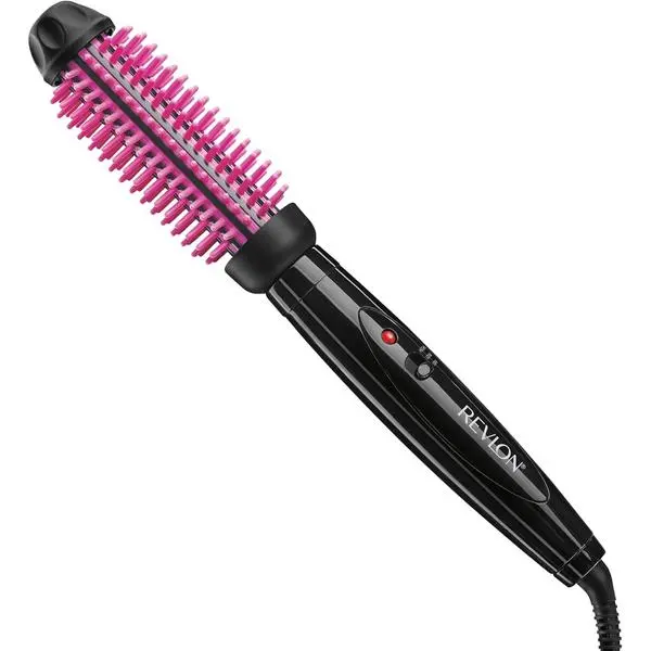 REVLON Silicone Bristle Heated Hair Styling Brush, 1" Barrel, Black/Pink | Fast, Long Lasting Volume for Easy Styling, Coconut Infused Bristles for Full Body and Smooth Styles