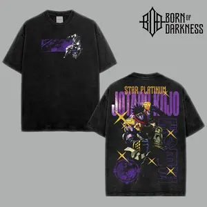 BOD - Jotaro Kujo JoJo's Bizarre Adventure Vintage Unisex Oversize Washed Cotton T-shirt Hoodie, Anime Graphic Tee, Manga Anime Lover, Anime Merch Fan, Outfits Men, Boys Merch Top