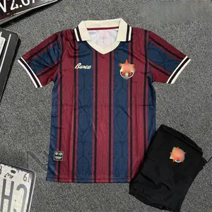 25 26 Unisex Soccer 125th Anniversary Edition Away Soccer Kit, Premium Fabric Match Style Set - Home Fans Version Red Blue Football Jersey