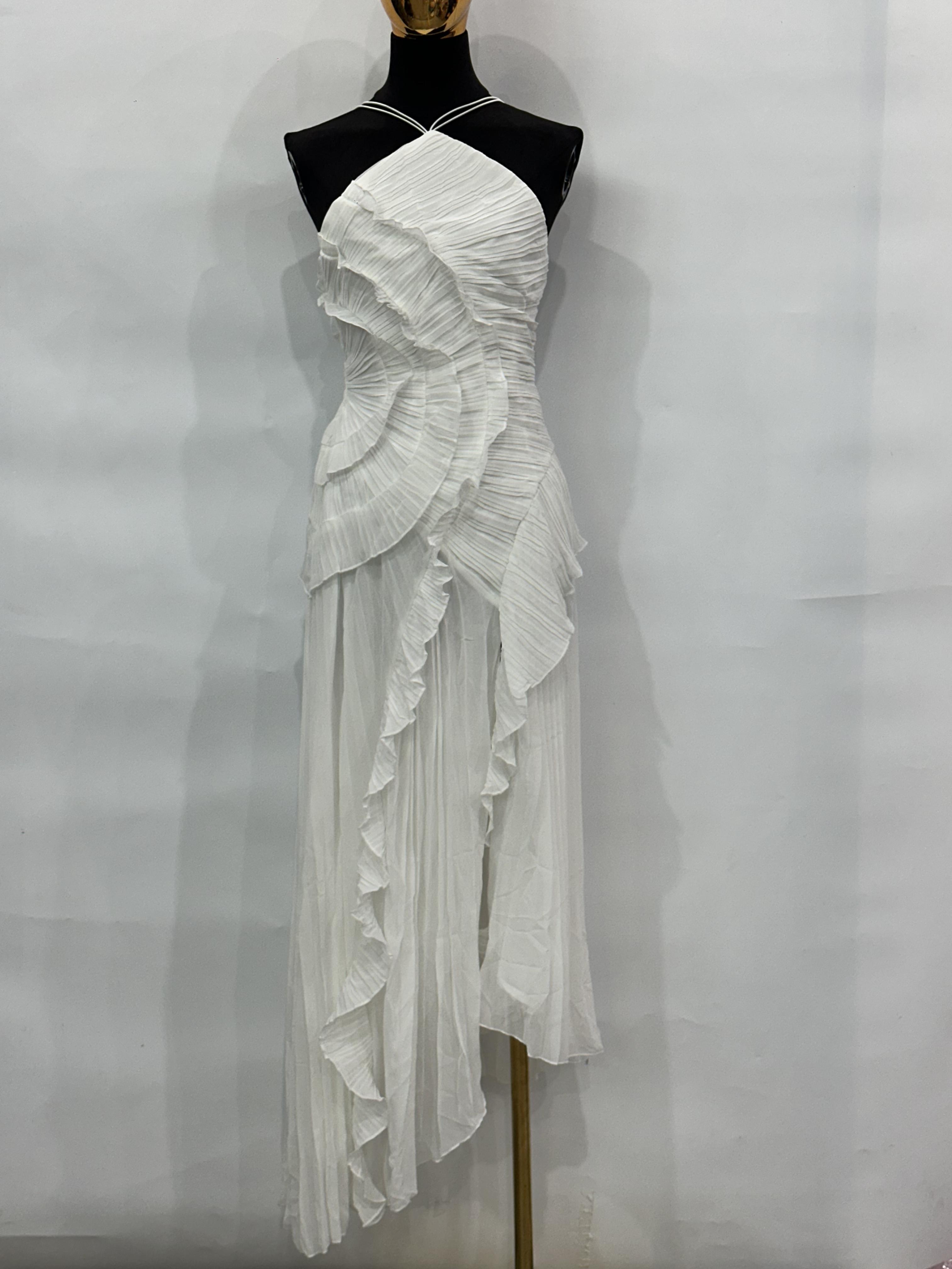 European and American women's clothing 2025 summer new fashion strapless sexy backless slit tassel temperament dress