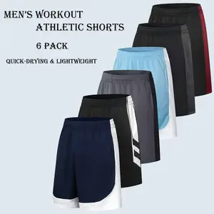 6 Pack Men’s Athletic Gym Shorts Quick Dry Workout Shorts Multicolor Lightweight Basketball Shorts with Pockets for Running Gym Hiking Casual Activewear