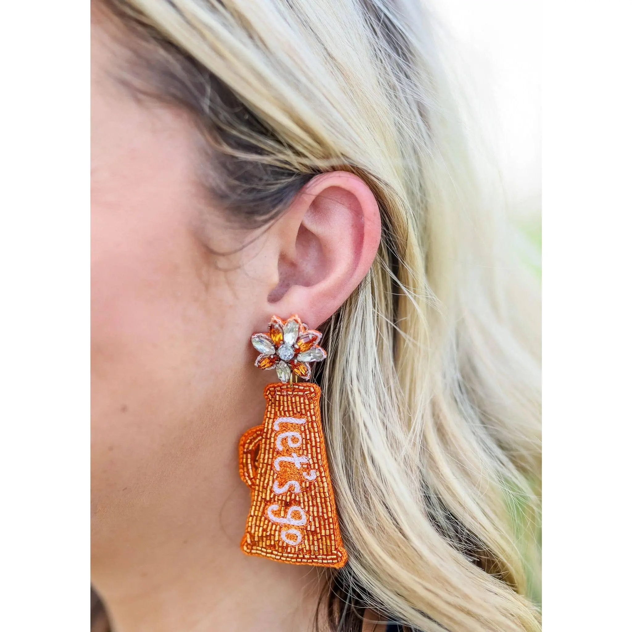 Ultimate Cheerleader Earring Orange/White