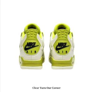 Spring Fresh Cream White Smooth Leather Mid Top Street Sneakers Neon Lime Contrast Hollow Breath Grid Ivory Cotton Laces Full Foam Wrap Collar Dual Tone Shock Cushion Lime Rubber Anti Slip Toe Sole Light Tone Commute Campus Travel Daily Trainers