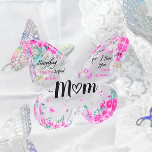 Mothers Day Gifts for Mom - Engraved Butterfly-Shaped Acrylic Plaque Decor 5 x 3.8 Inch - Birthday Mothers Day Gifts for Mom, Heartwarming Home Decor