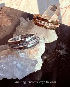 Insert Ring | Convertible Pavé Gold-Plated Band – Stackable Classic