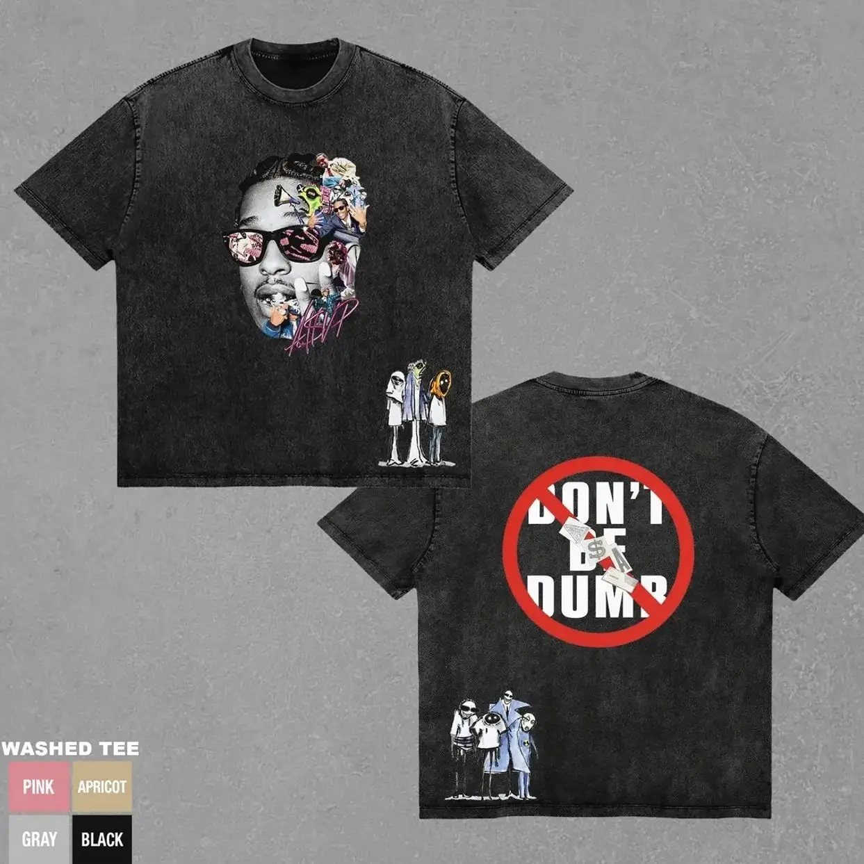 Rocky - Don't Be Dumb Merch For Asap Mob Fans High-quality Cotton Washed T-Shirt, Rakim Mayers Fan Shirt Hip-Hop Shirt, Don't Be Dumb Tour Merch, Gift For Flacko Rap Fan Graphic Tee I1F