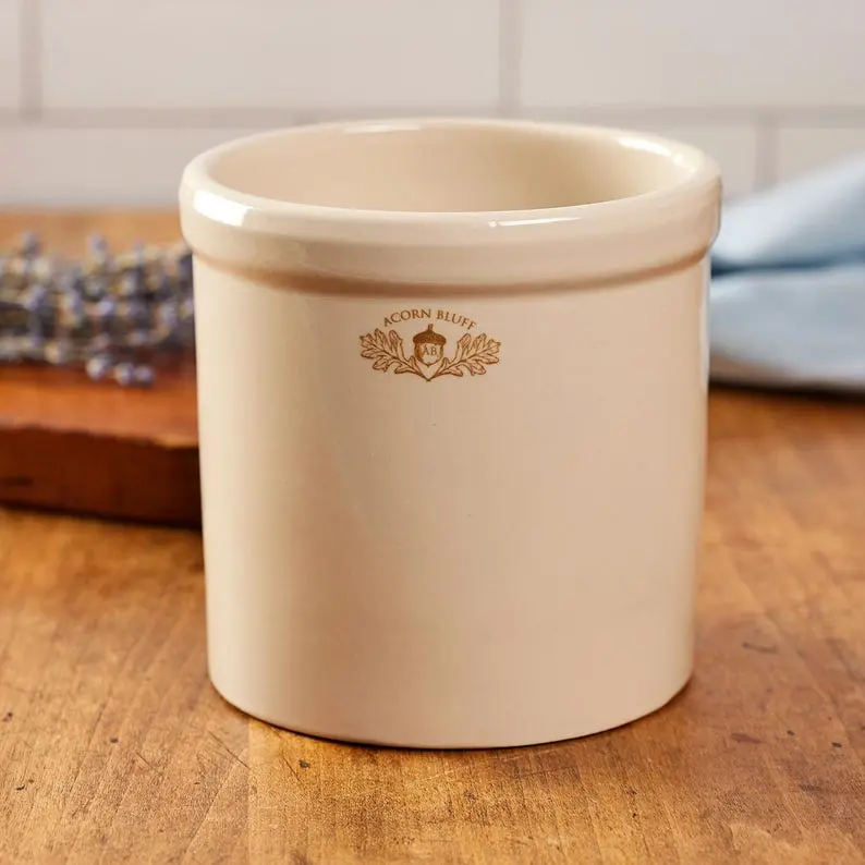 Stoneware Crock (2 Quart) from Acorn Bluff Home for Utensils and Storage