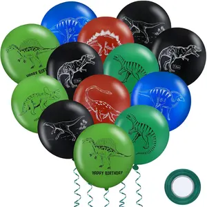 Dinosaur Balloon Set40 Pcs Latex Balloons, Green Ribbon for Dinosaur Themed Birthday Party
