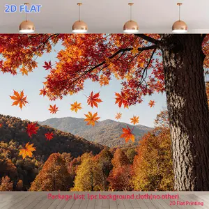 1pc 2D Flat Banner, Products,Autumn Tree with Colorful Leaves Mountains, Printing- Background Cloth Banner, Suitable for Indoor and Outdoor Decoration, Party, Gathering or Photography Event, High Definition Photogra