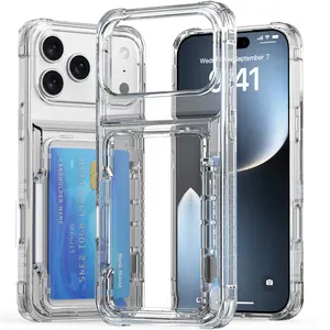 Full Coverage Camera Protection Stylish Protective Cover Card Holder Transparent Case for iPhone 17 16 15 14 13 12 11 Pro Max Air Plus XR Slim Shockproof Dustproof Anti Scratch Anti Fingerprint Lightweight Durable Smartphone Casing Screen Protector photo