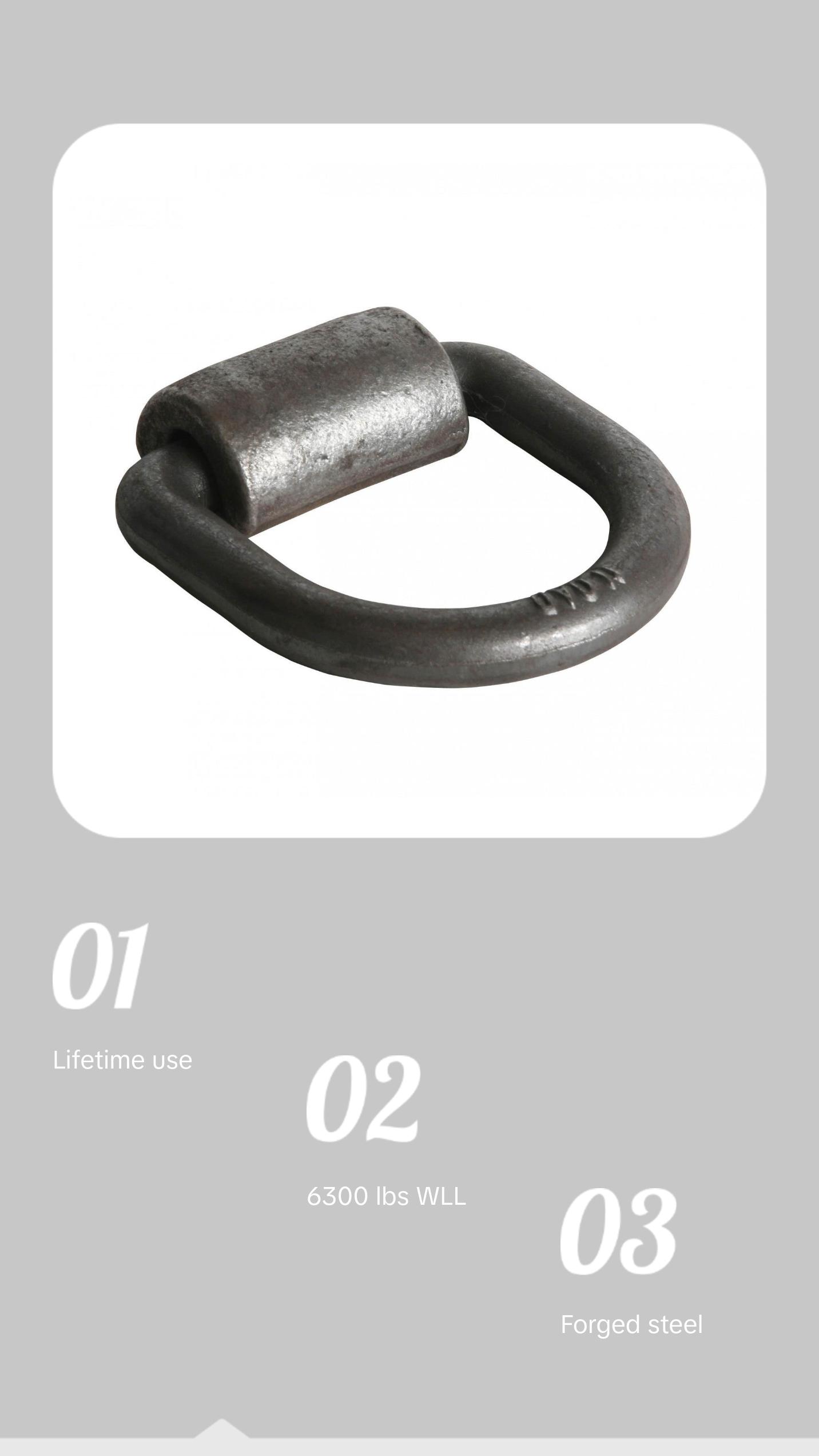 5/8" Forged Weld-On D-Ring - 6,300 lbs.