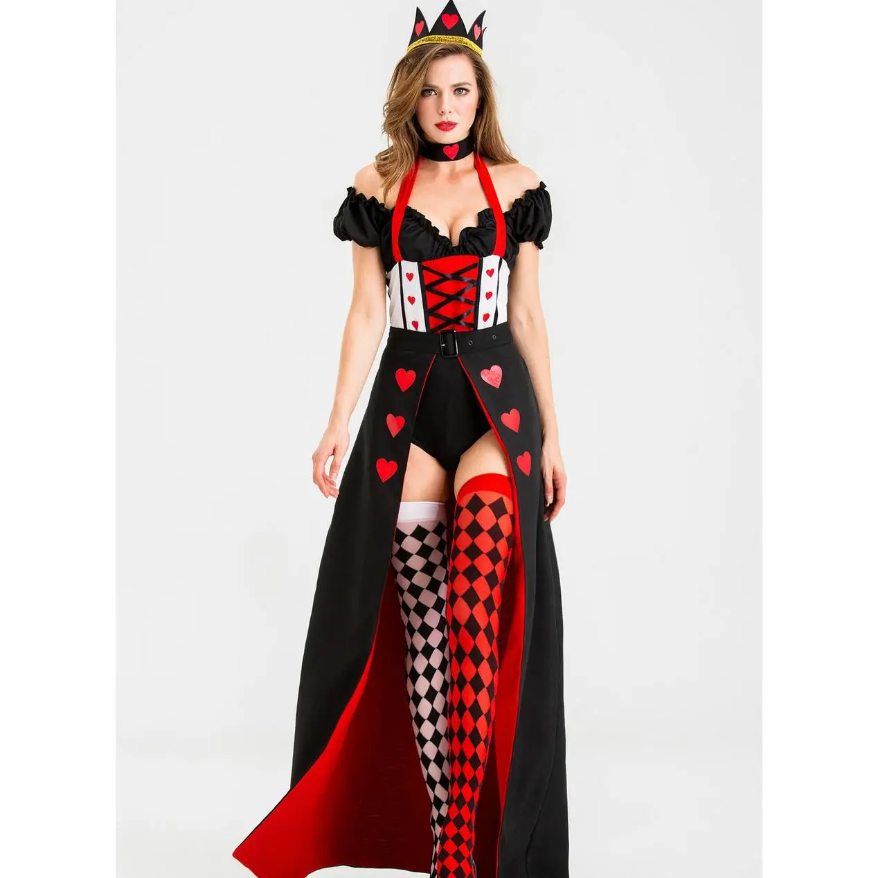 European and American Red Heart Queen Costume Halloween Outfit Witch Costume Vampire Clown Performance Costume