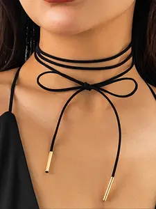 Elegant Long Bow Tie Necklace for Women, Adjustable Necklace, Versatile Choker Style, No Gift Box Included, Perfect Accessory for Any Occasion