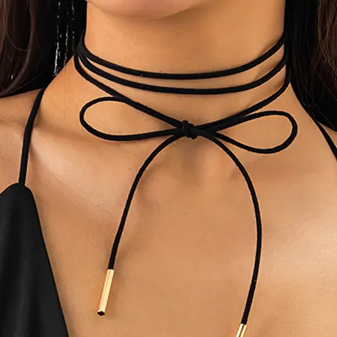 Elegant Long Bow Tie Necklace for Women, Fashion Necklace, Adjustable Necklace, Versatile Bowtie Choker Style, No Gift Box Included, Perfect Fashionable Accessory for Any Occasion