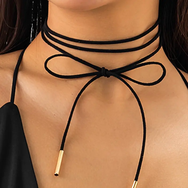 Elegant Long Bow Tie Necklace for Women, Fashion Necklace, Adjustable Necklace, Versatile Bowtie Choker Style, No Gift Box Included, Perfect Fashionable Accessory for Any Occasion