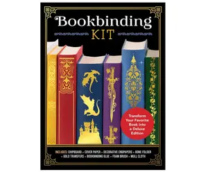 Bookbinding Kit: Transform Your Favorite Book into a Deluxe Edition - Includes: Chipboard, Cover Paper, Decorative Endpapers, Bone Folder, Gold Transfers, Bookbinding Glue, Foam Brush, Mull Cloth Paperback – September 30, 2025