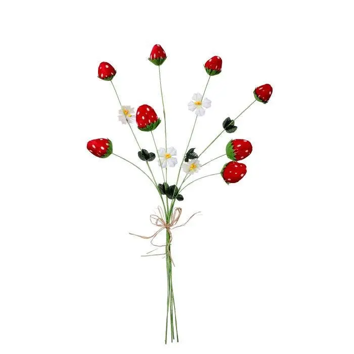 24” Hanging Felt Strawberry Spray X8