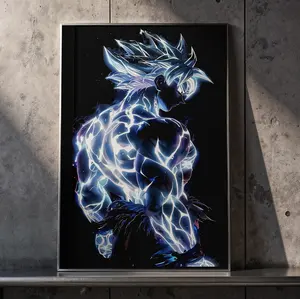 Ultra Instinct Kakarot DBS Poster Wall Art - Premium Glow Style Canvas Print - High-Definition Aesthetic Anime Decor for Gaming Room, Man Cave & Gym - Perfect Otaku Gift Idea