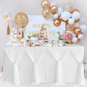 6FT Rectangle Polyester Tulle Table Skirt - Elegant Tutu Table Cover with Photo-Worthy Romance for Weddings, Gender Reveal Decor (Home, Festive & Party Supplies),summervibes