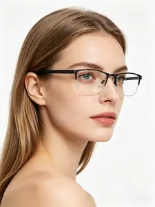 1pc Classic business semi-rimless optical eyeglasses frame, retro non-prescription glasses for men and women, fashionable eyewear accessories, transparent eyewear parts, suitable for office reading, outdoor travel, driving, parties and other occasions, an